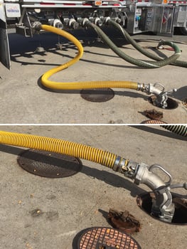 Vapor Recovery Hose Coming From a Tank Truck